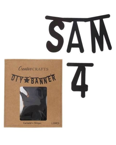 Party Collection Bogstavsbanner Sort (U)