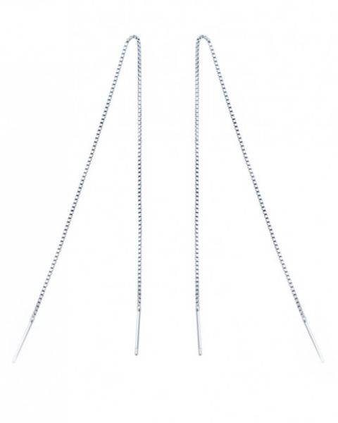 Everneed My Lange Sølvfarvede Kæde Øreringe (U)